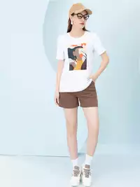 Áo phông nữ phom rộng in hình 7 màu