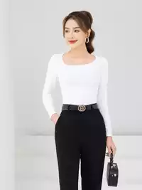 Áo thun dài tay dáng ôm cổ lệch