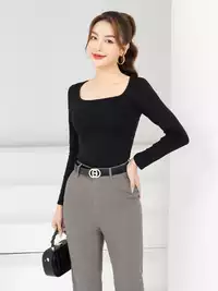 Áo thun dài tay dáng ôm cổ vuông