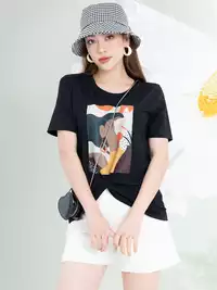 Áo phông nữ phom rộng in hình 7 màu