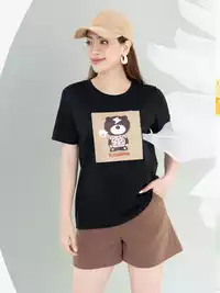 Áo phông nữ phom rộng in hình gấu