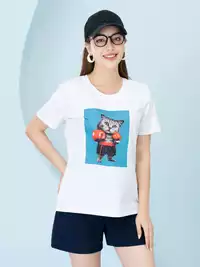 Áo phông nữ phom rộng in hình mèo