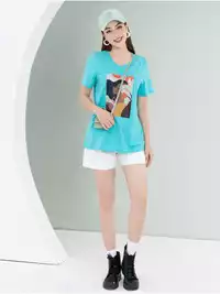 Áo phông nữ phom rộng in hình 7 màu