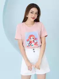 Áo phông nữ phom rộng in hình công chúa