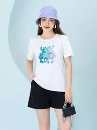 Áo phông nữ phom rộng in hình 3 con thỏ