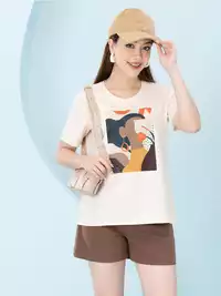 Áo phông nữ phom rộng in hình 7 màu