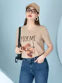 Áo phông nữ phom rộng in hình gấu PICK ME