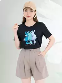 Áo phông nữ phom rộng in hình 3 con thỏ