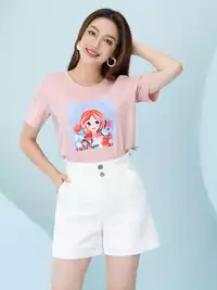 Áo phông nữ phom rộng in hình công chúa