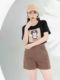 Áo phông nữ phom rộng in hình gấu