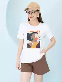 Áo phông nữ phom rộng in hình 7 màu