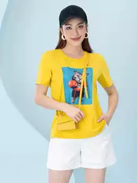 Áo phông nữ phom rộng in hình mèo