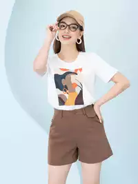 Áo phông nữ phom rộng in hình 7 màu