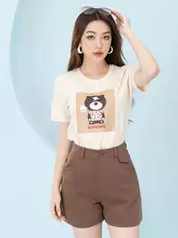 Áo phông nữ phom rộng in hình gấu