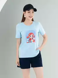 Áo phông nữ phom rộng in hình công chúa