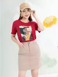 Áo phông nữ phom rộng in hình 7 màu