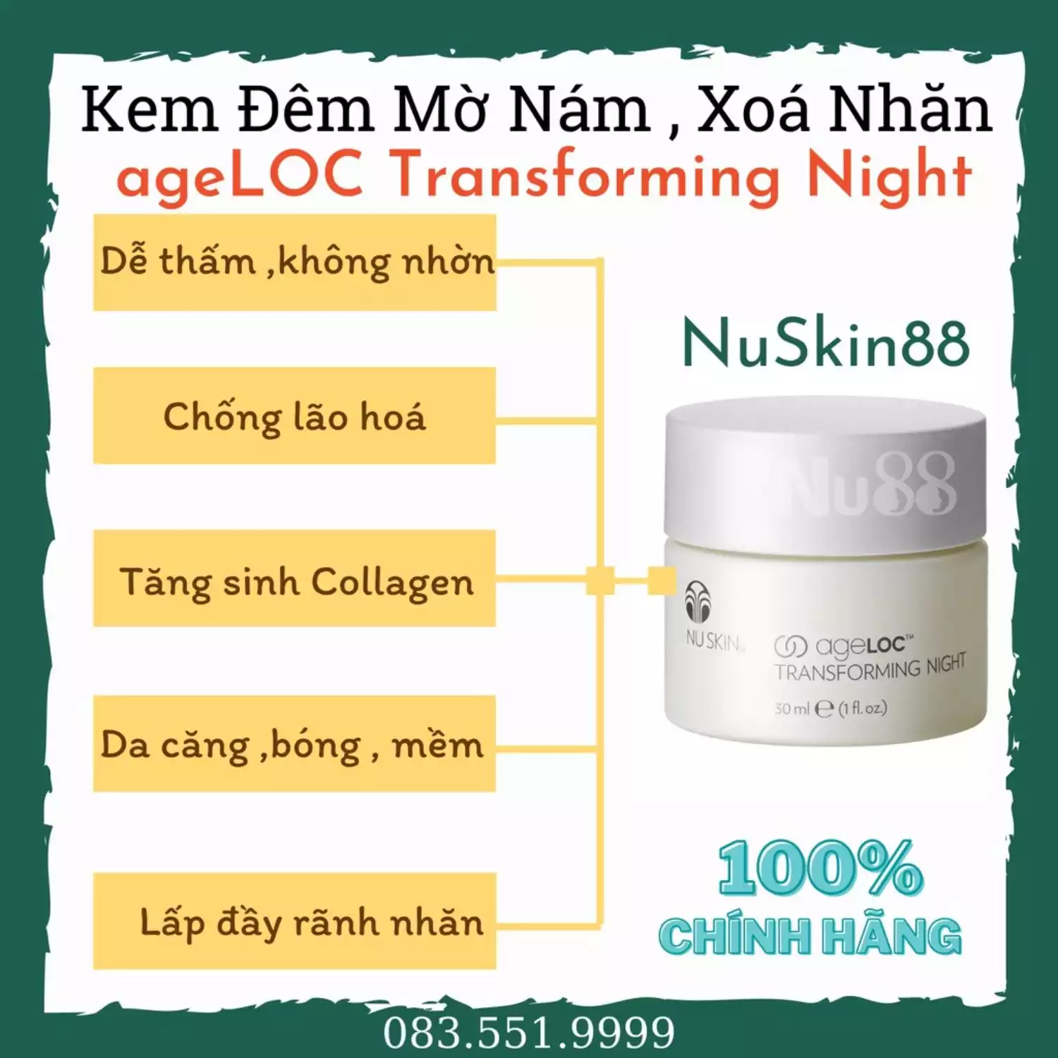 Kem dưỡng da ban đêm ageLOC Transforming Night Nuskin