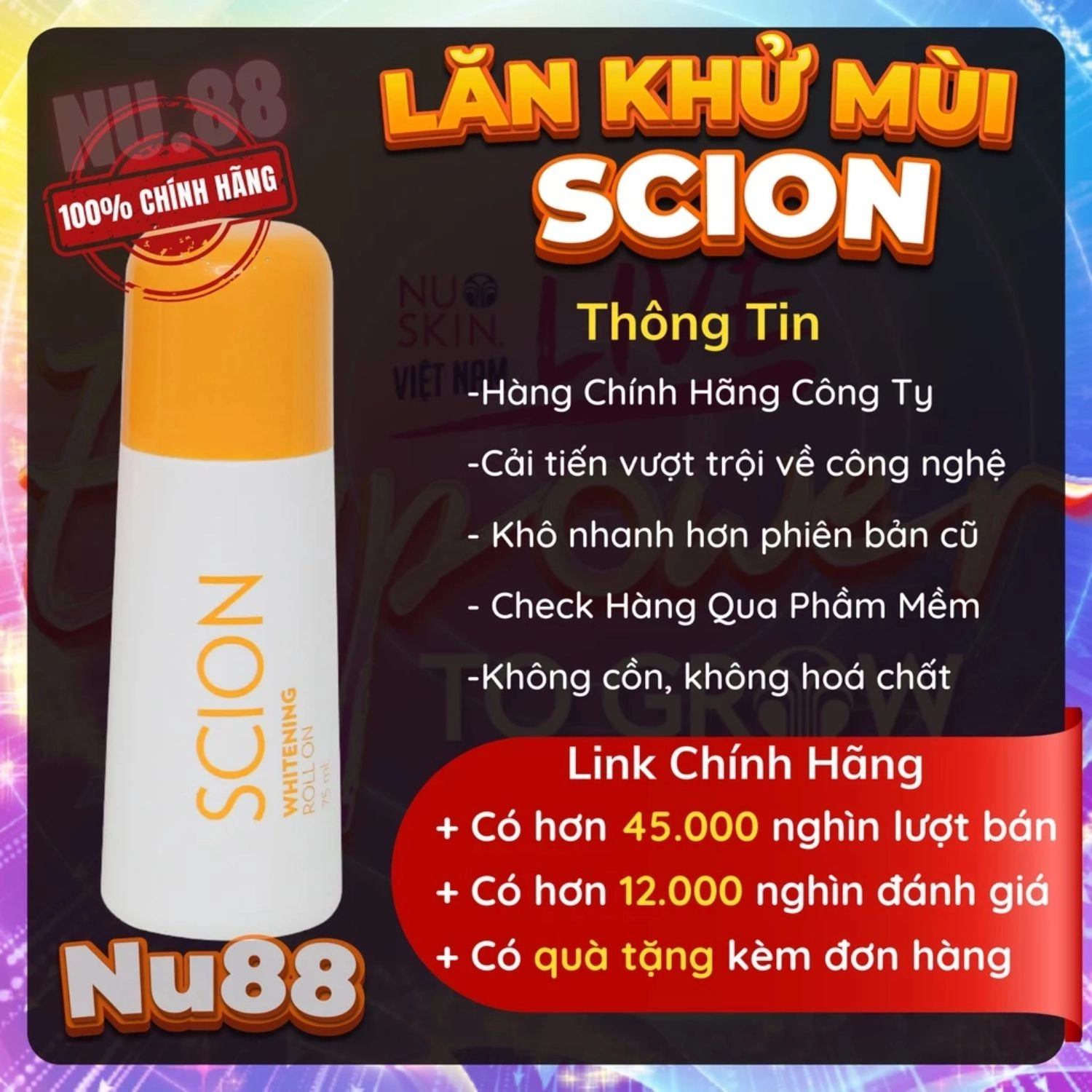 Lăn khử mùi sáng da Scion Brightening Roll On