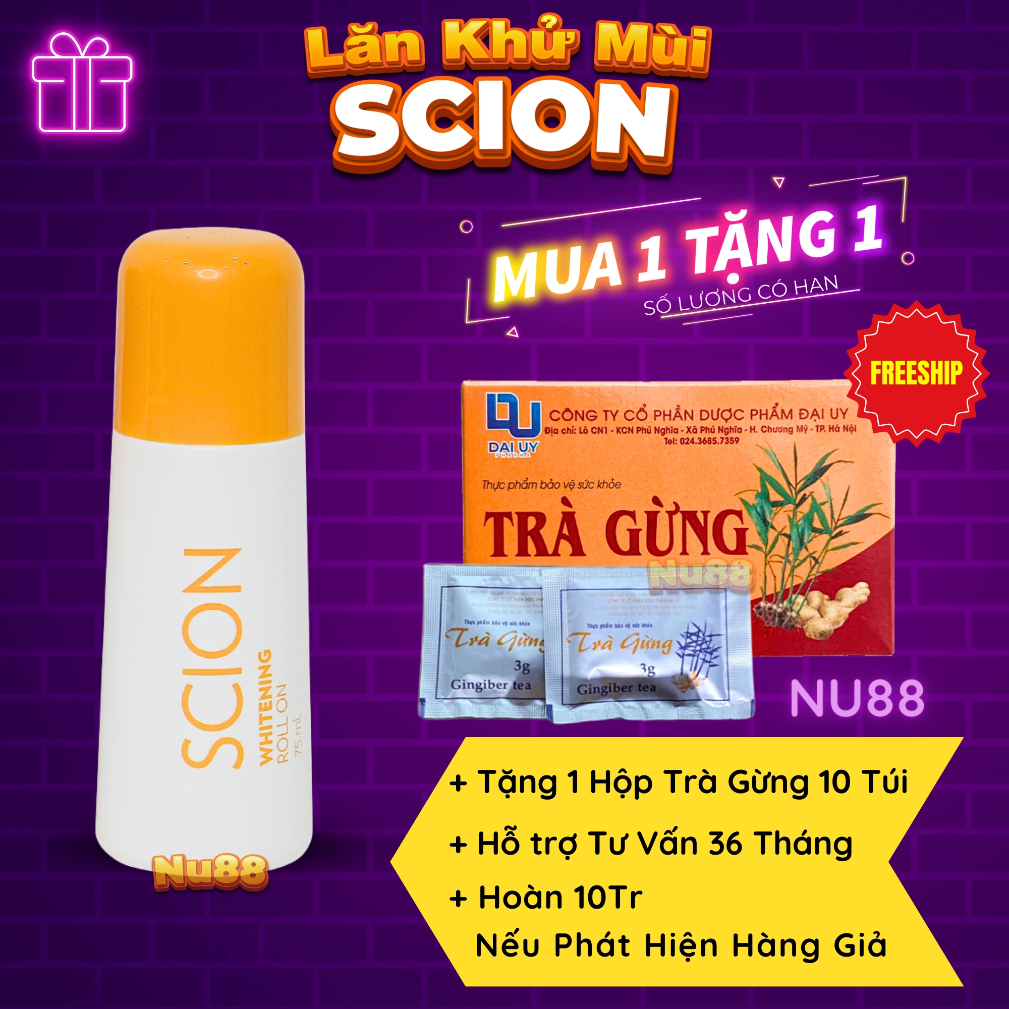 Lăn khử mùi sáng da Scion Brightening Roll On