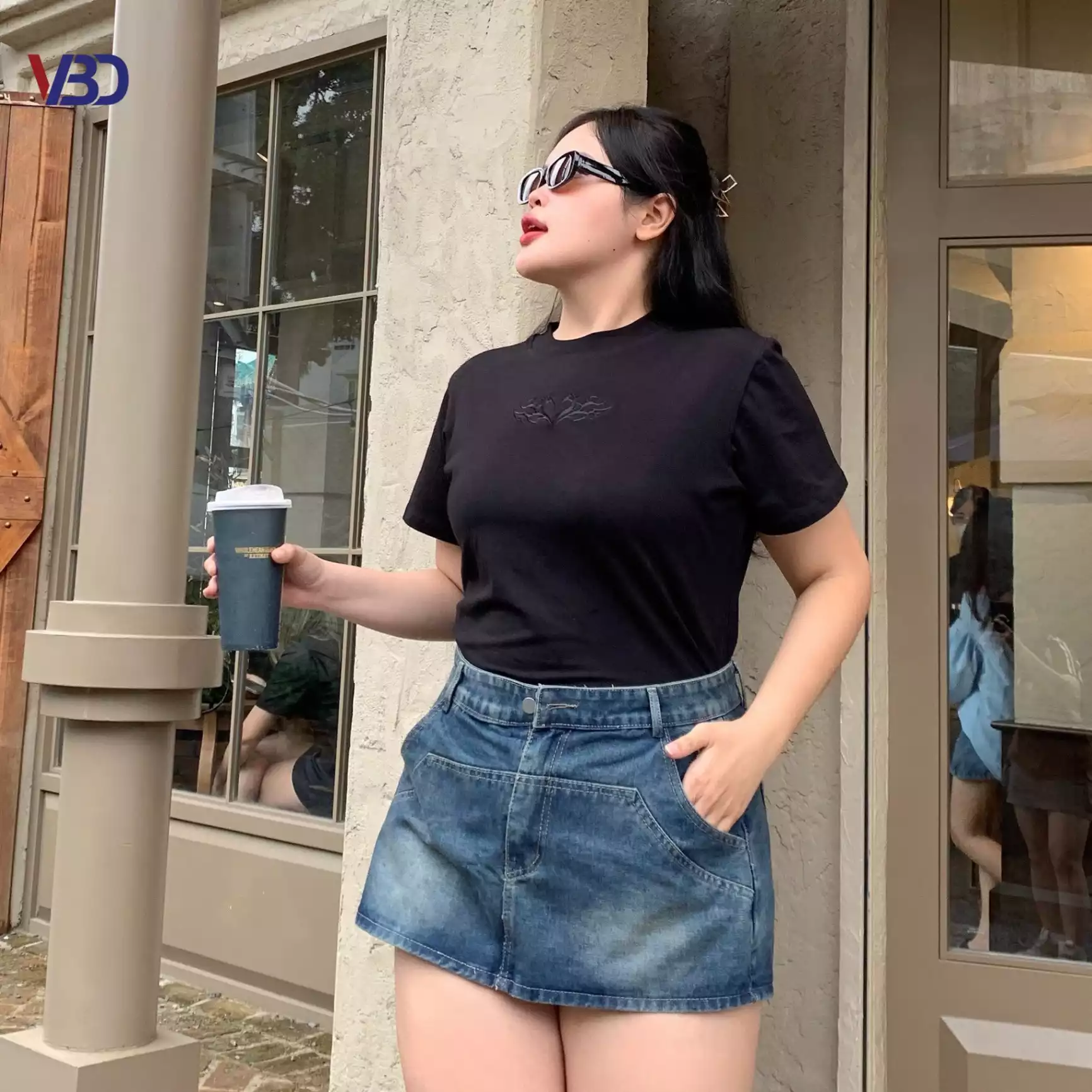 Váy quần jean chữ A bigsize QVJ001 dành cho nàng béo mập từ 55-90kg