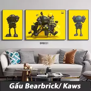 Tranh tráng gương bộ ba Bearbrick 2