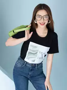 Áo phông nữ phom rộng in hình I can & I will