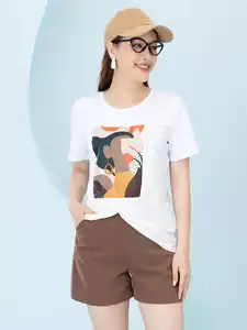 Áo phông nữ phom rộng in hình 7 màu