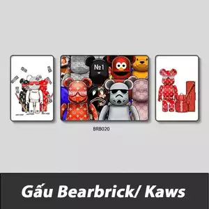 Tranh tráng gương bộ ba Bearbrick 1