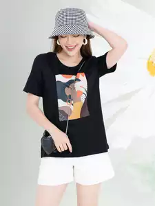 Áo phông nữ phom rộng in hình 7 màu