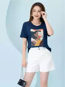 Áo phông nữ phom rộng in hình 7 màu