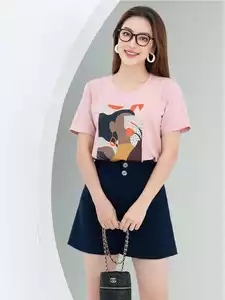Áo phông nữ phom rộng in hình 7 màu