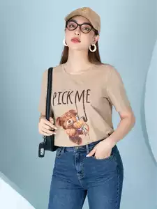 Áo phông nữ phom rộng in hình gấu PICK ME