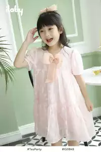 [ Outfit duyên dáng ] Váy tơ voan thêu hoa bé gái