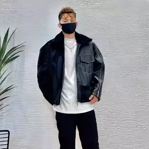 Jacket da mix lông đen