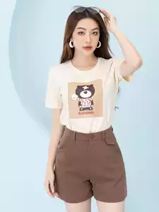 Áo phông nữ phom rộng in hình gấu