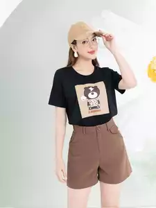Áo phông nữ phom rộng in hình gấu