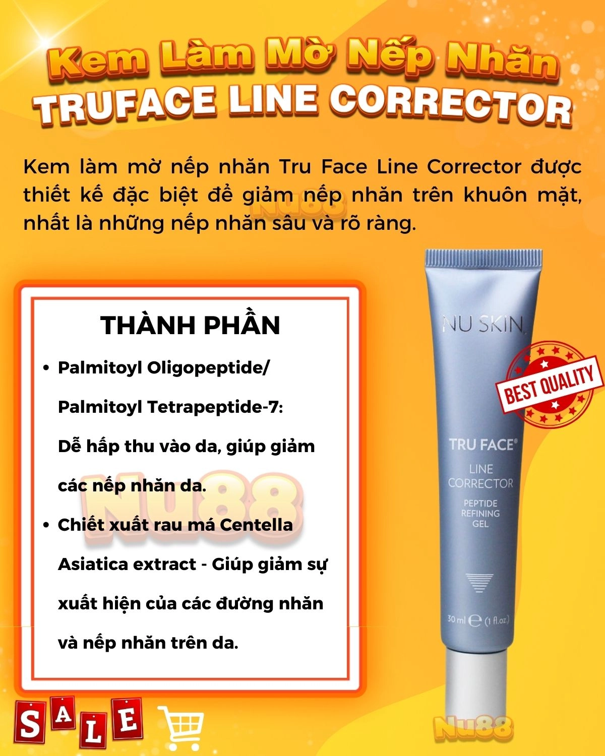  Kem Làm Mờ Nếp Nhăn Tru Face Line Corrector Peptide Refining Nuskin 