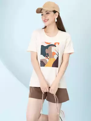 Áo phông nữ phom rộng in hình 7 màu