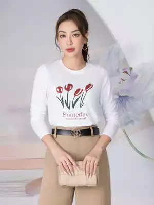 Áo thun nữ dài tay in hình hoa Someday