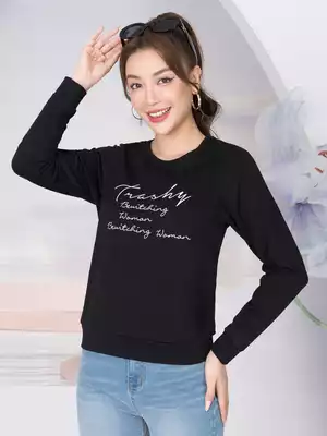 Áo nỉ thu đông in chữ Trashy