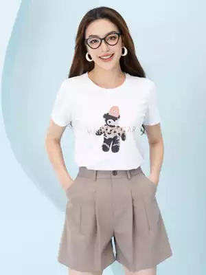 Áo phông nữ in hình gấu nâu