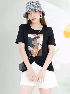 Áo phông nữ phom rộng in hình 7 màu