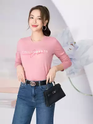 Áo thun nữ dài tay in chữ Itall comes to love