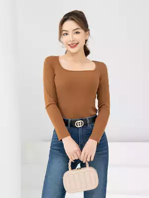 Áo thun dài tay dáng ôm cổ vuông