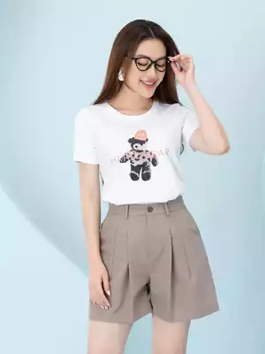 Áo phông nữ in hình gấu nâu