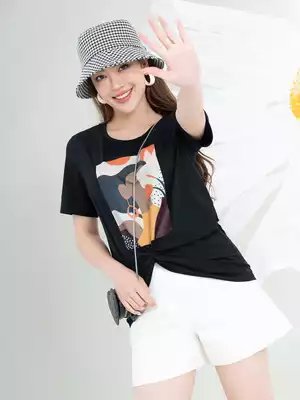 Áo phông nữ phom rộng in hình 7 màu