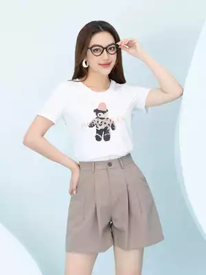 Áo phông nữ in hình gấu nâu
