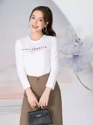 Áo thun nữ dài tay in chữ Itall comes to love