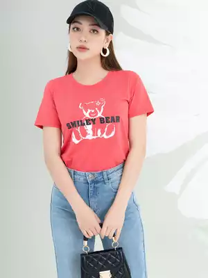 Áo phông nữ in hình gấu smiley bear