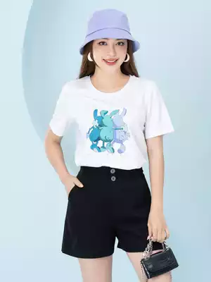 Áo phông nữ phom rộng in hình 3 con thỏ